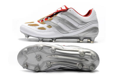 Adidas Predator Precision FG Firm Ground Soccer Cleats - White/Grey/Yellow