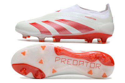 Adidas Predator Elite Laceless FG Firm Ground Soccer Cleats - White/Red