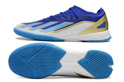 Adidas X Crazyfast.1 Messi IC Indoor & Futsal Soccer Shoes - Blue/Jade/Gold/White