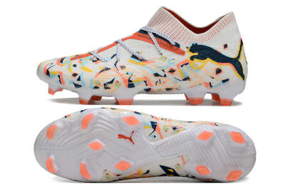 Puma Future FG Firm Ground Soccer Cleats - White/Red/Yellow/Blue/Pink