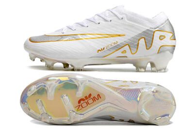 Nike Air Zoom Mercurial Vapor 15 Elite FG Firm Ground Soccer Cleats - White/Silver/Gold