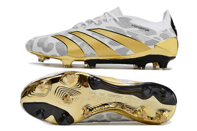 Adidas Predator Elite FG Firm Ground Soccer Cleats - White/Grey/Gold