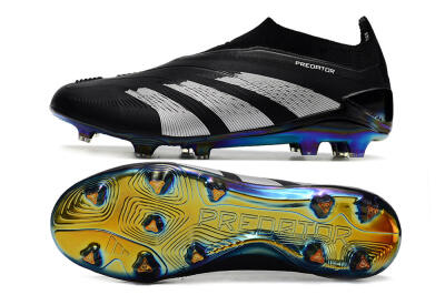 Adidas Predator Accuracy+ Laceless FG Firm Ground Soccer Cleats - Black/Silver