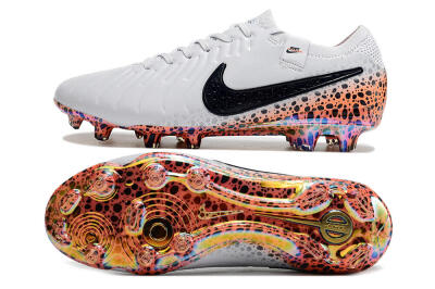 Nike Tiempo Legend 10 Elite FG Firm Ground Soccer Cleats - White/Black/Leopard/Gold