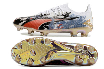 Puma Ultra Ultimate FG Firm Ground Soccer Cleats - White/Black/Red/Blue