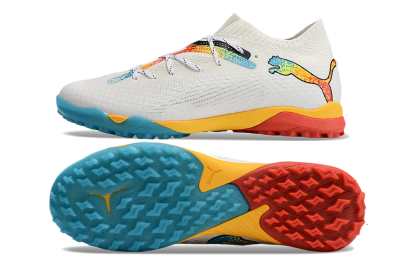 Puma Future Ultimate TF Artificial Turf Soccer Shoes - White/Blue/Yellow/Red