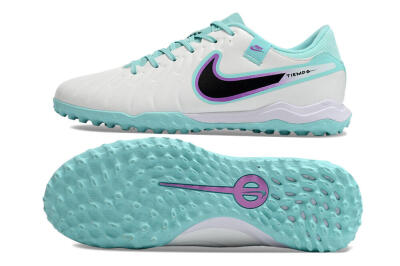 Nike Tiempo Legend 10 Elite TF Artificial Turf Soccer Shoes - White/Blue/Purple