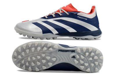 Adidas Predator 24 Elite TF Artificial Turf Soccer Shoes - Silver/Blue/Red