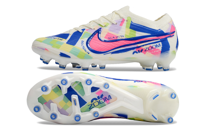 Nike Air Zoom Mercurial Vapor 15 Elite AG Artificial Grass Soccer Cleats - Beige/Blue/Yellow/Pink