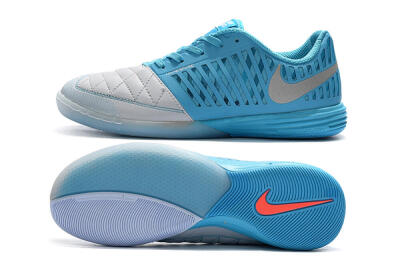 Nike Lunar Gato 2 IC Indoor & Futsal Soccer Shoes - White/Blue/Silver