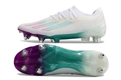 Adidas X Crazyfast.1 SG Soft Ground Soccer Cleats - White/Purple/Jade