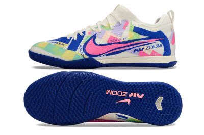 Nike Air Zoom Mercurial Vapor 15 Pro IC Indoor & Futsal Soccer Shoes - White/Pink/Blue/Yellow