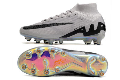 Nike Air Zoom Mercurial Superfly 9 Elite AG Artificial Grass Soccer Cleats - Grey/Black/Gold