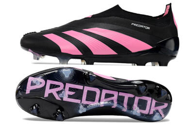 Adidas Predator+ 24 Elite Laceless FG Firm Ground Soccer Cleats - Black/Pink