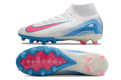 Nike Air Zoom Mercurial Superfly 10 Elite AG Artificial Grass Soccer Cleats - White/Pink/Blue