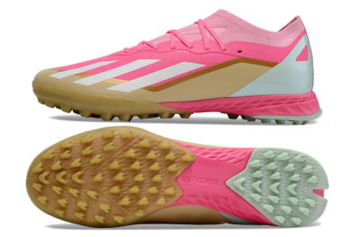 Adidas X 23 Crazyfast.1 TF Artificial Turf Soccer Shoes - Pink/White/Gold