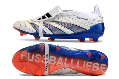 Adidas Predator Elite Foldover Tongue Euphoria FG Firm Ground Soccer Cleats - White/Silver/Blue