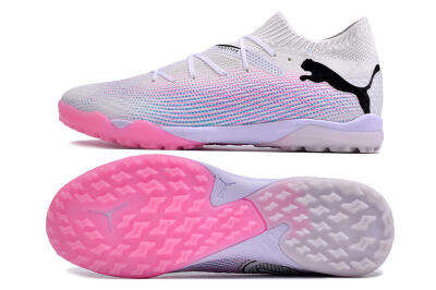 Puma Future 7 Ultimate TF Artificial Turf Soccer Shoes - White/Pink/Blue/Black