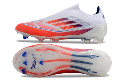 Adidas F50 Elite Laceless FG Firm Ground Soccer Cleats - White/Red/Blue