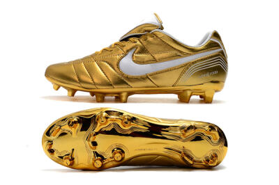 Nike Tiempo Legend 7 Elite R10 FG Firm Ground Soccer Cleats - Gold/White