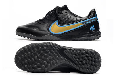 Nike React Tiempo Legend 9 Pro TF Artificial Turf Soccer Shoes - Black/Gold/Blue
