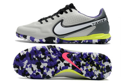 Nike React Tiempo Legend 9 Pro TF Artificial Turf Soccer Shoes - Grey/White/Black/Yellow