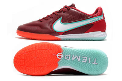 Nike React Tiempo Legend 9 Pro IC Indoor & Futsal Soccer Shoes - Red/Jade/White