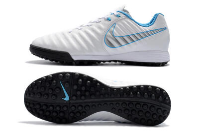 Nike Tiempox Ligera IV TF Artificial Turf Soccer Shoes - White/Silver/Blue