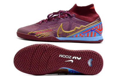 Nike Air Zoom Mercurial Superfly 9 Elite IC Indoor & Futsal Soccer Shoes - Red/Purple/Gold/Blue
