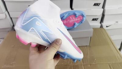 Nike Air Zoom Mercurial Superfly 10 Elite FG Firm Ground Soccer Cleats - White/Pink/Blue