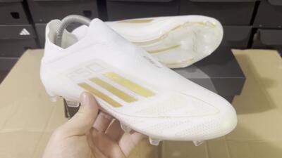 Adidas F50+ Adizero FG Firm Ground Soccer Cleats - White/Gold