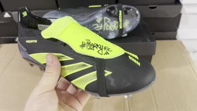 Adidas Predator Elite Foldover Tongue FG Firm Ground Soccer Cleats - Black/Yellow/Blue