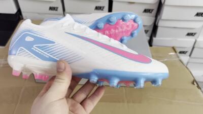 Nike Air Zoom Mercurial Vapor 16 Elite AG Artificial Grass Soccer Cleats - White/Pink/Blue