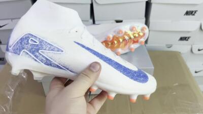 Nike Air Zoom Mercurial Superfly 10 Elite AG Artificial Grass Soccer Cleats - Beige/Blue