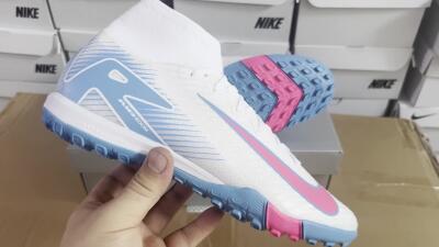 Nike Air Zoom Mercurial Superfly 10 Elite TF Artificial Turf Soccer Shoes - White/Pink/Blue