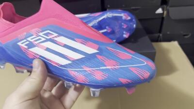 Adidas F50 Elite Laceless FG Firm Ground Soccer Cleats - Blue/Pink/White