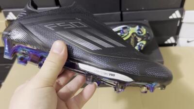 Adidas F50+ Lightstrike Pro Laceless FG Firm Ground Soccer Cleats - Core Black/Iron Metallic/Gold Metallic