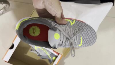 Nike React Gato IC Indoor & Futsal Soccer Shoes - Grey/Red/Yellow