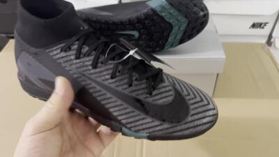Nike Air Zoom Mercurial Superfly 10 Elite TF Artificial Turf Soccer Shoes - Black/Green/Silver