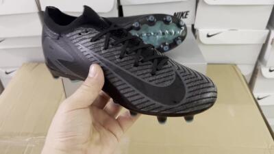 Nike Air Zoom Mercurial Vapor 16 Elite AG Artificial Grass Soccer Cleats - Black/Grey/Blue