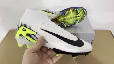 Nike Air Zoom Mercurial Superfly 10 Elite FG Firm Ground Soccer Cleats - White/Black/Yellow/Gold