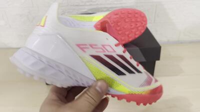 Adidas F50 Elite TF Artificial Turf Soccer Shoes - White/Red/Yellow