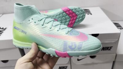 Nike Air Zoom Mercurial Superfly 10 Elite TF Artificial Turf Soccer Shoes - Jade/Pink/Blue