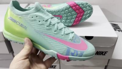 Nike Air Zoom Mercurial Vapor 16 Elite TF Artificial Turf Soccer Shoes - Jade/Pink/Blue