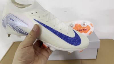 Nike Air Zoom Mercurial Vapor 16 Elite SG Soft Ground Soccer Cleats - Beige/Blue/White