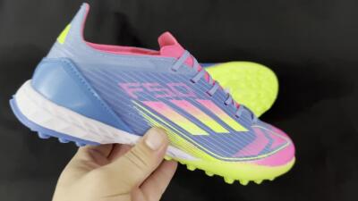 Adidas F50 Elite TF Artificial Turf Soccer Shoes - Blue/Pink/Yellow
