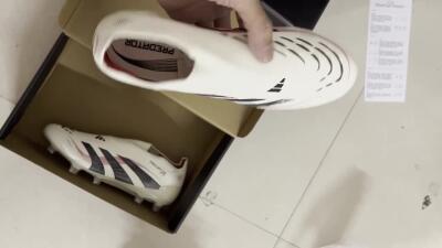 Adidas Predator Elite Laceless FG Firm Ground Soccer Cleats - Beige/Red/Black