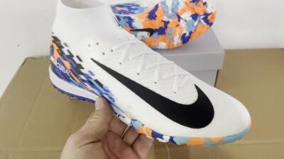 Nike Air Zoom Mercurial Superfly 10 Elite TF Artificial Turf Soccer Shoes - White/Blue/Orange