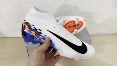 Nike Air Zoom Mercurial Superfly 10 Elite FG Firm Ground Soccer Cleats - White/Blue/Orange