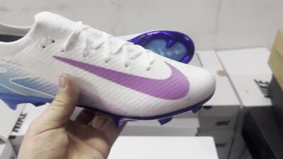 Nike Air Zoom Mercurial Vapor 16 Elite FG Firm Ground Soccer Cleats - White/Purple/Blue